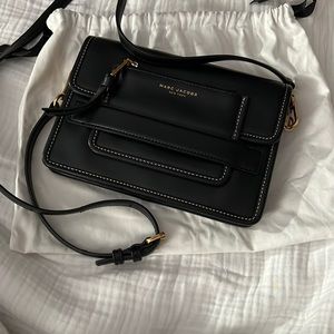 Marc Jacobs Black Leather Shoulder Bag with Gold detailing